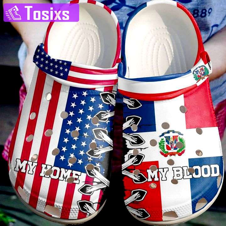 Crocs outfit - the dominican republic my home blood america flag crocs crocband clogs - 2197 Crocs Outfit