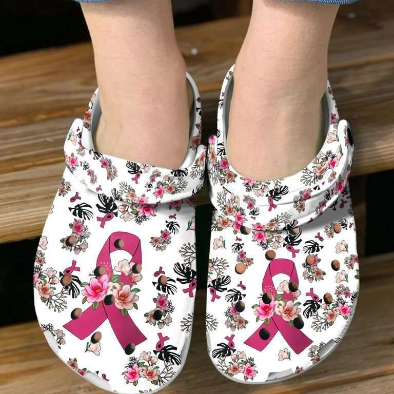 Crocs outfit - we wear pink breast cancer awareness floral crocs clogs crocband shoes - 2256 Crocs Outfit