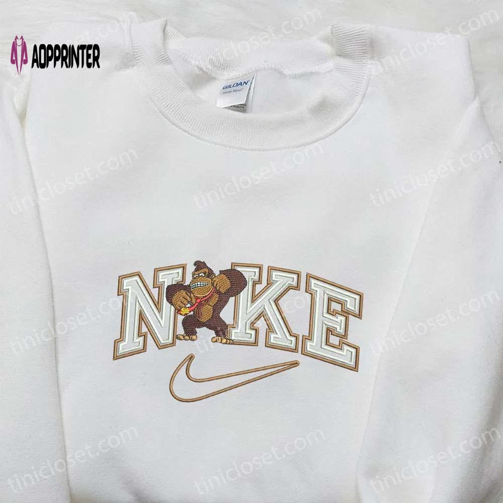 Custom donkey kong x nike embroidered shirt: best birthday gift idea for game lovers Embroidered Shirt