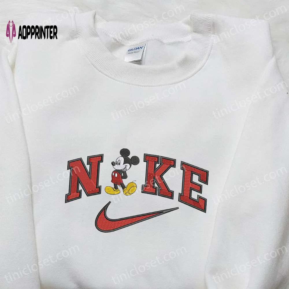 Custom mickey mouse x nike embroidered shirt: best birthday gift idea with cartoon design Embroidered Shirt
