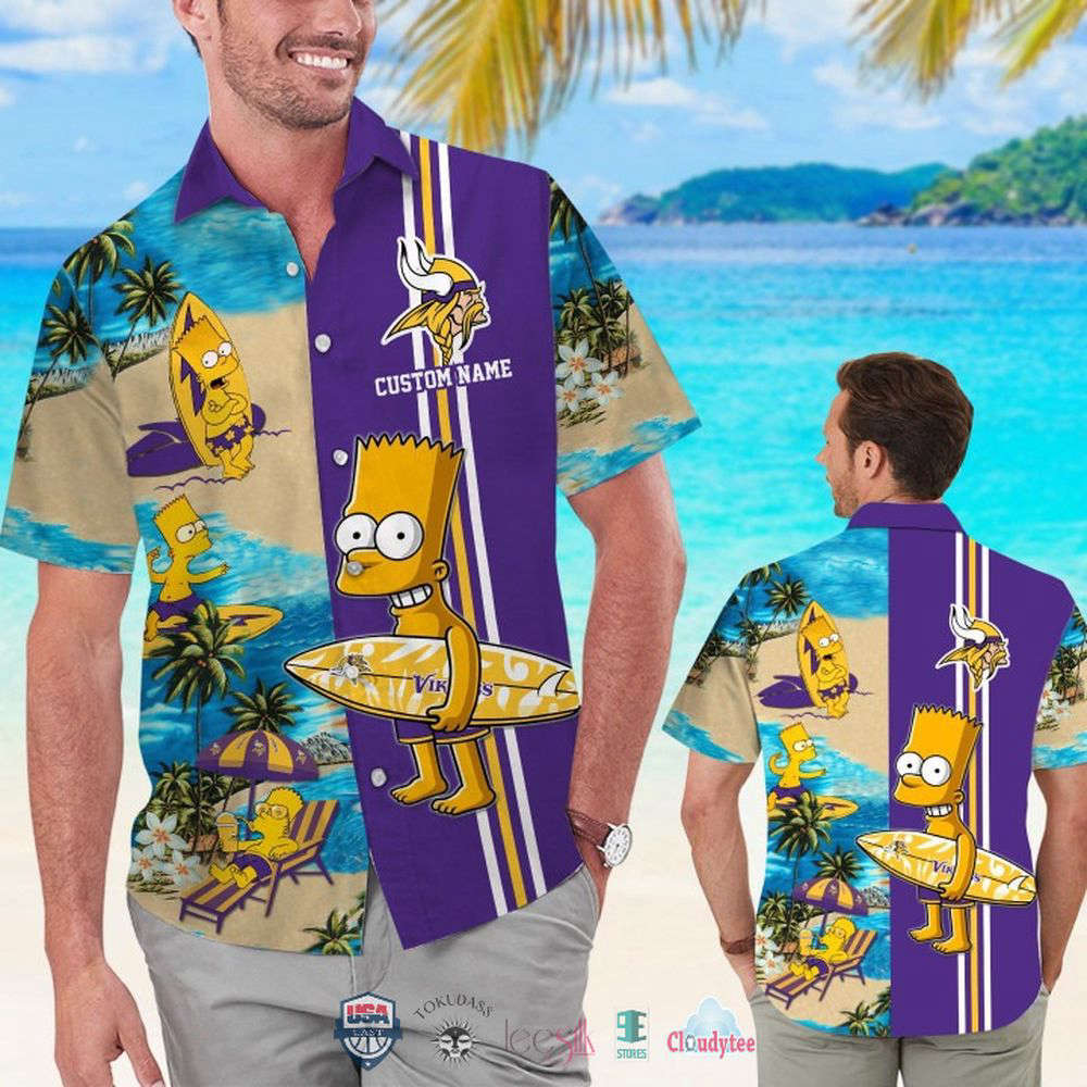Custom name minnesota vikings bart simpson hawaiian shirt for men and women Hawaii Shirt