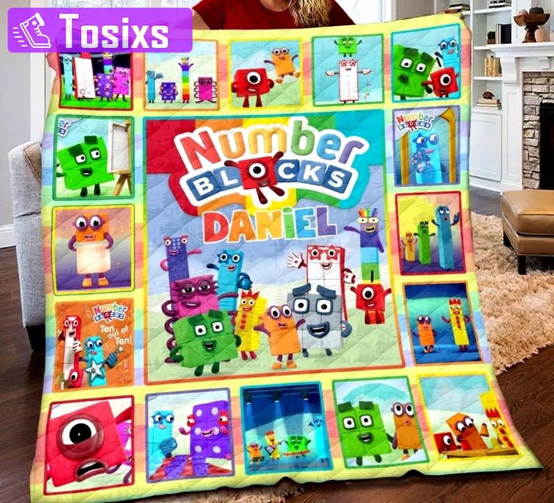 Custom numberblocks blanket, personalized numberblocks fleece blanket numberblocks kids songs blanket birthday gifts christmas gift for kids Quilt Blanket