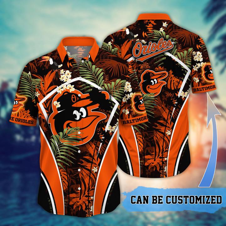 Customized baltimore orioles mlb flower summer tropical hawaiian shirt Hawaii Shirt Shorts & Flip Flops