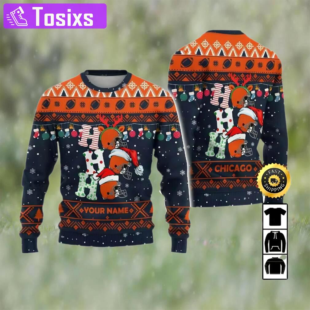 Customized chicago bears ugly christmas sweater, faux wool sweater, national football league, gifts for fans football nfl, football 3d ugly sweater, merry xmas ? prinvity Christmas Ugly Sweater