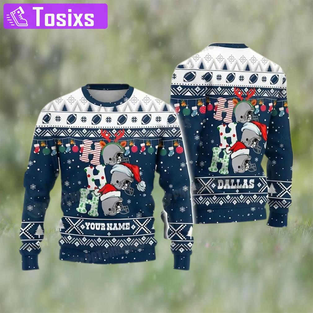Customized nfl dallas football ho ho ho ugly christmas sweater cowboys gift ideas Christmas Ugly Sweater