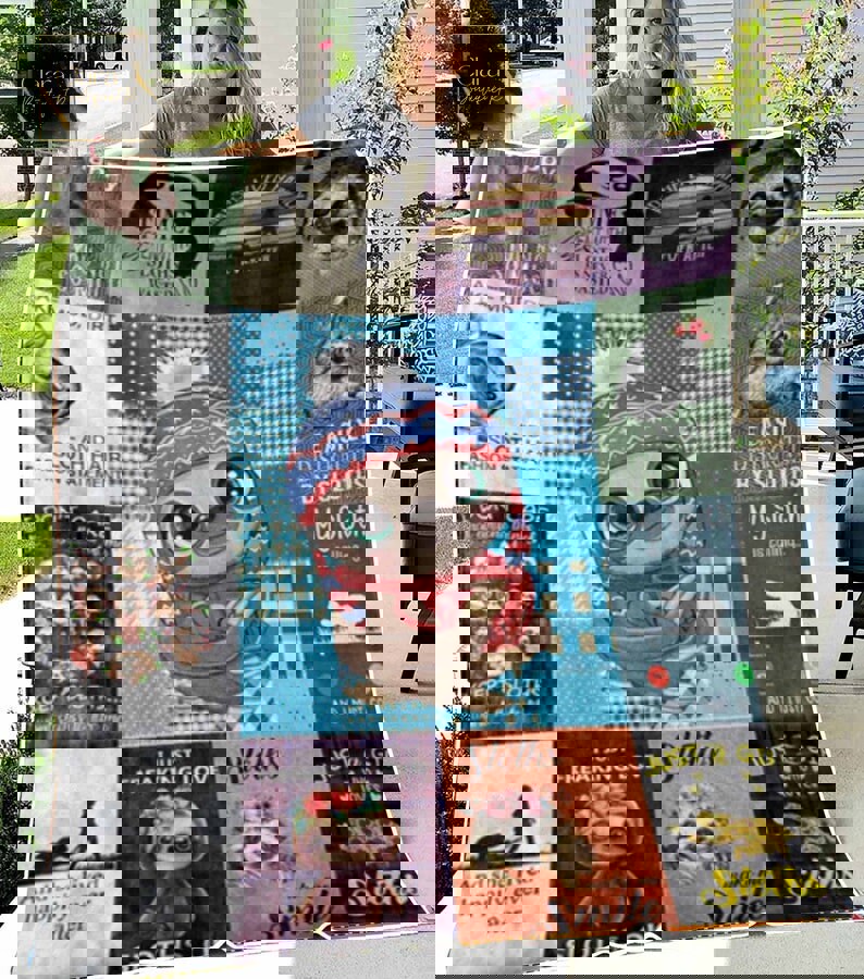 Cute sloth fleece blanket, mink sherpa blanket, sloth blanket, baby blanket, cute sloth blanket, sloth lovers gift Quilt Blanket