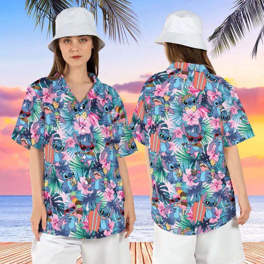 Cute stitch beach hawaiian shirt – lilo & stitch hibiscus aloha shirt Hawaii Shirt
