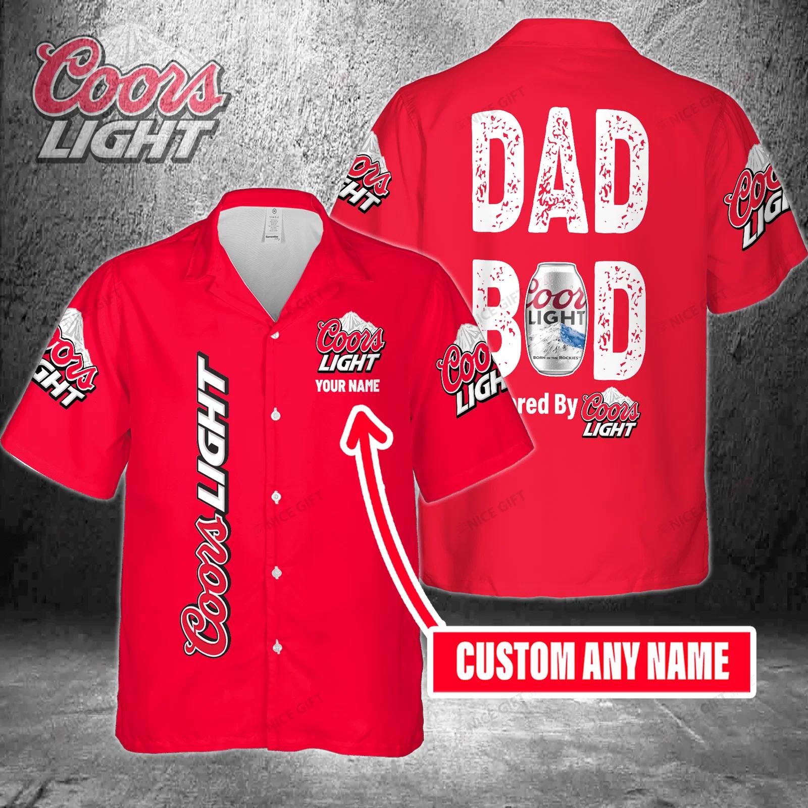 Dad bod powered by coors light custom name hawaiian shirt for men and women Hawaii Shirt