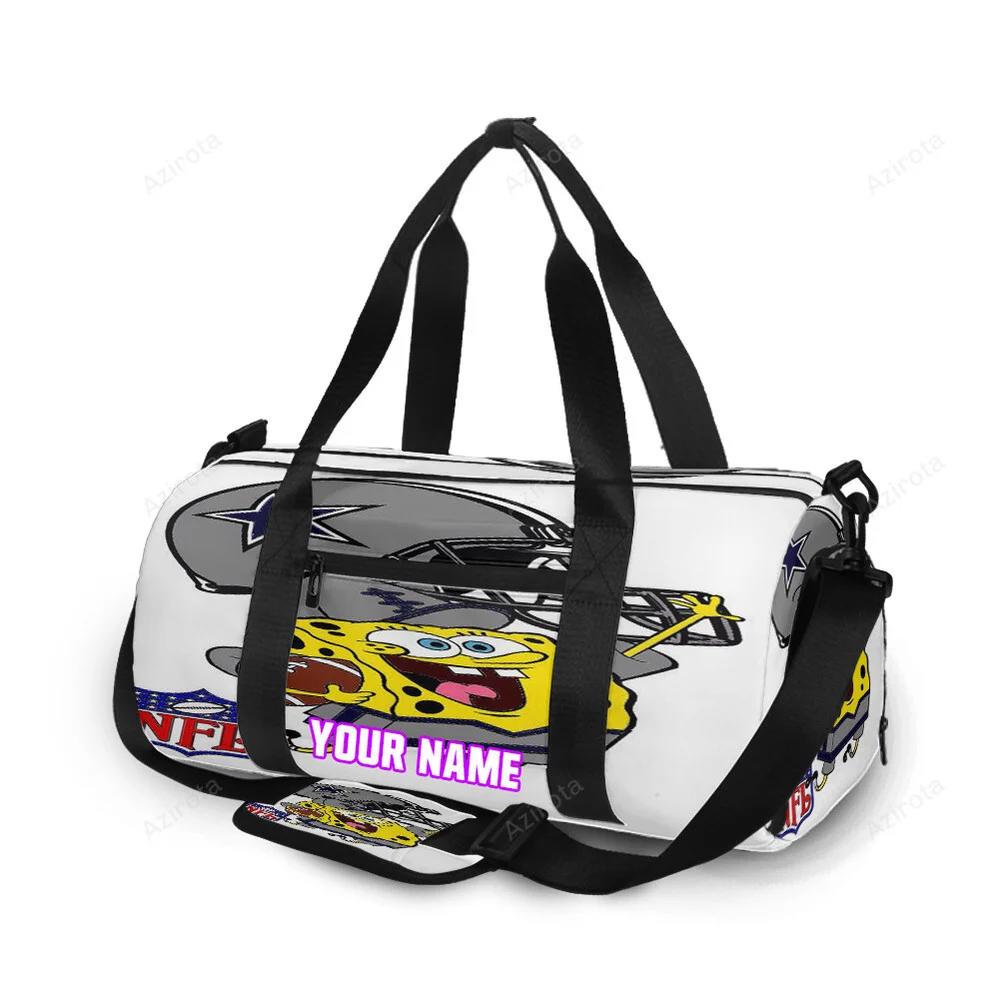 Dallas cowboys spongebob jumping personalized name travel bag gym bag 872 Travel Bag