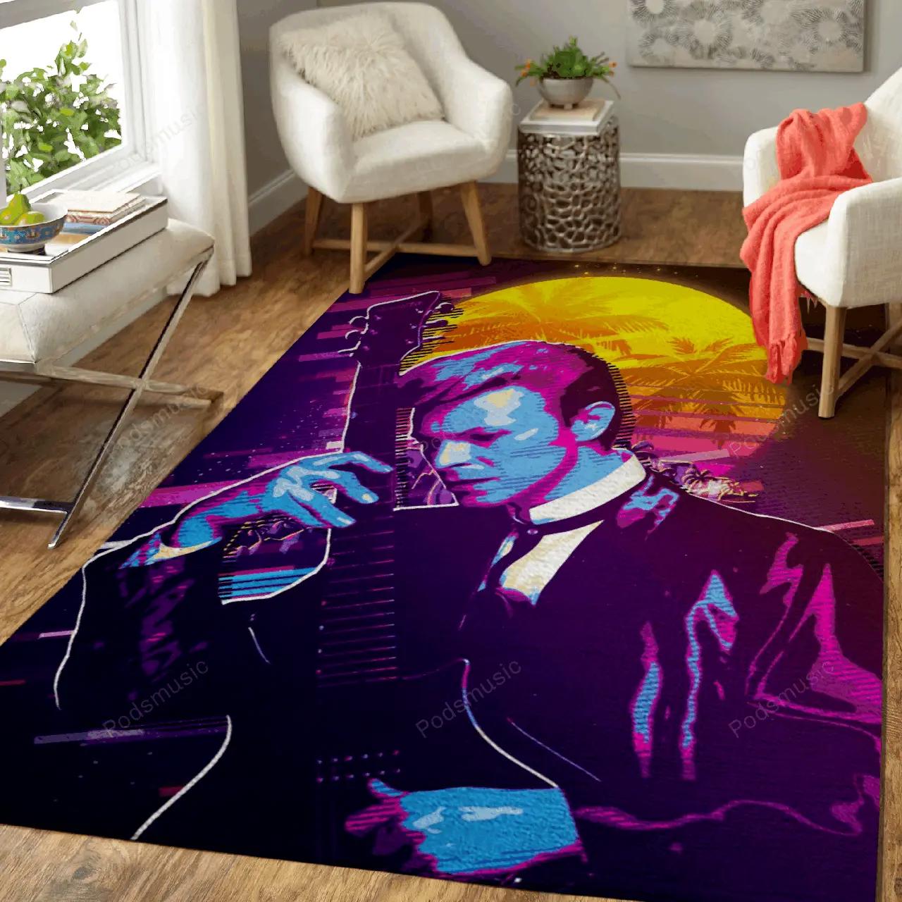 David bowie artwork music synthwave 80s art for fans area rug living room carpet rug regtangle carpet floor decor home decor Rectangle Rug