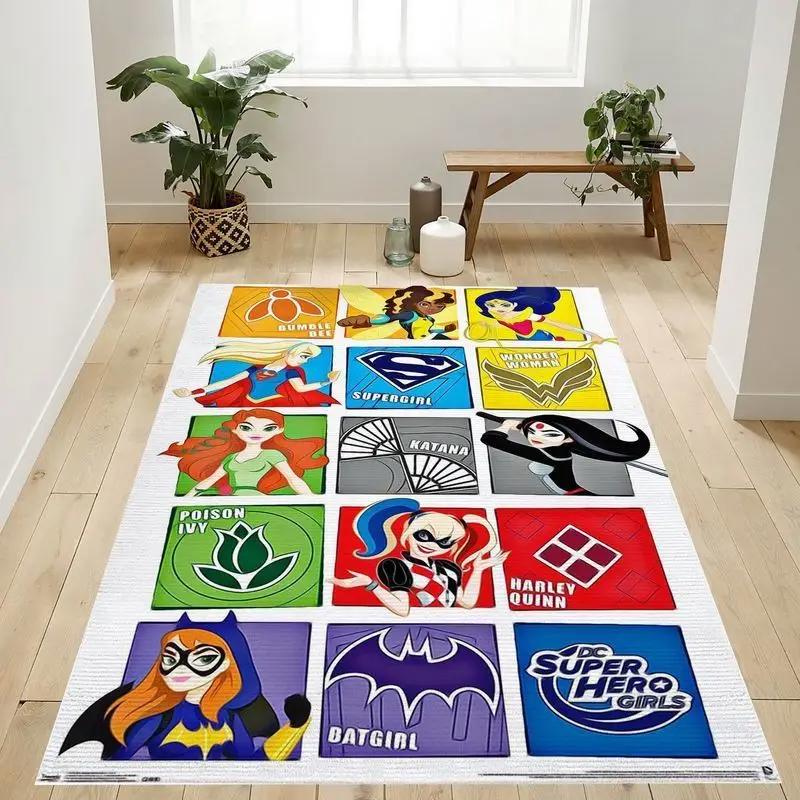 Dc comics tv dc superhero girls grid area rug living room and bed room rug rug regtangle carpet floor decor home decor Rectangle Rug