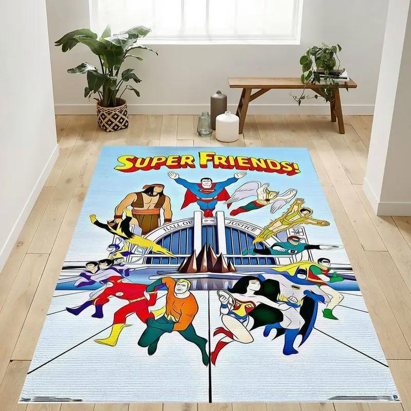 Dc comics tv super friends team area rug living room and bed room rug rug regtangle carpet floor decor home decor Rectangle Rug