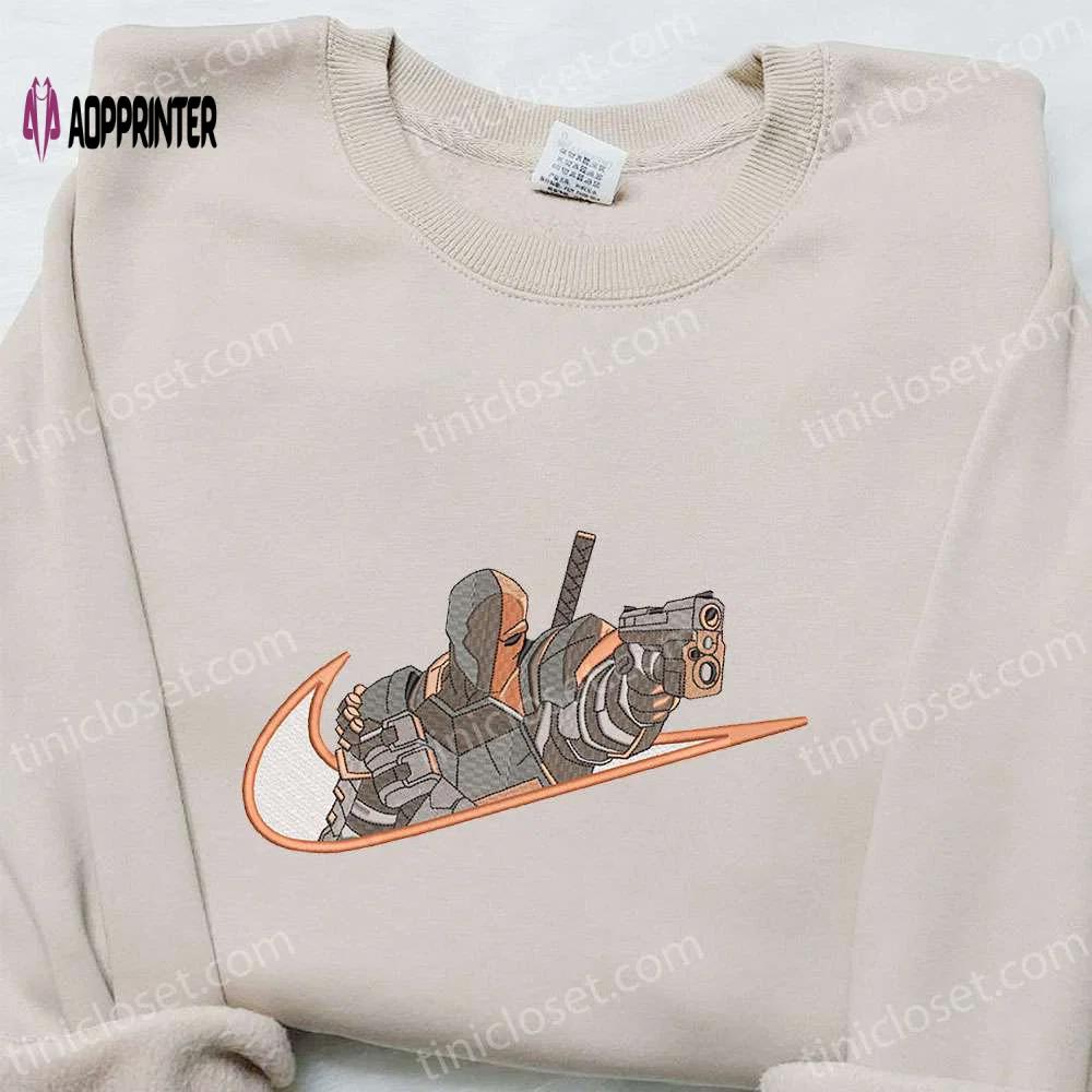 Deathstroke x nike swoosh movie embroidered shirt – dc universe custom nike shirt Embroidered Shirt