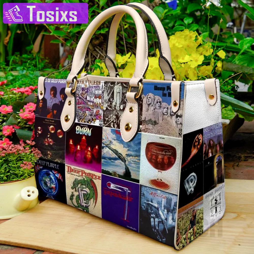 Deep purple band leather bag for women gift 1806 Women Leather Hand Bag