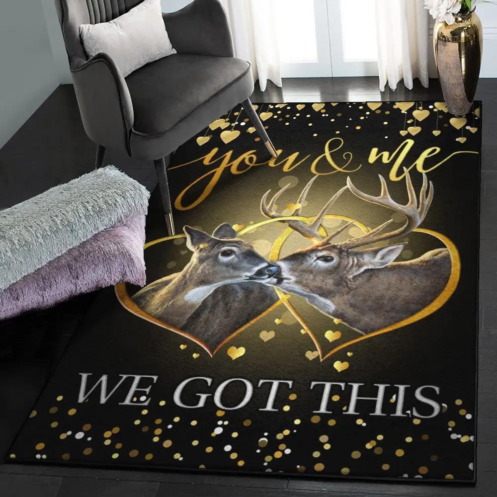 Deer large living room rugs, deer buck and doe you and me rug Rectangle Rug