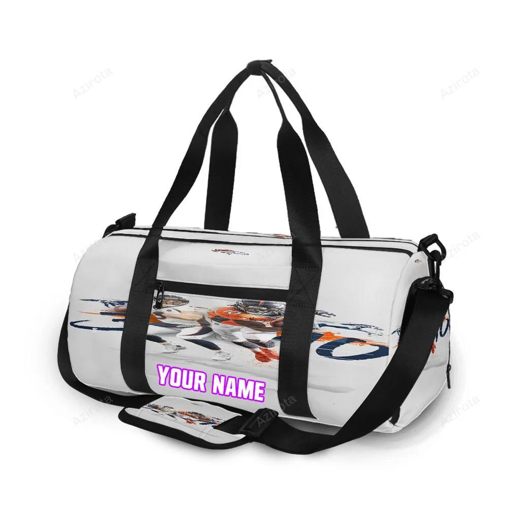 Denver broncos dangeruss wilson x jerry jeudy personalized name travel bag gym bag 1367 Travel Bag