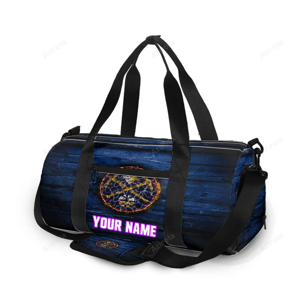 Denver nuggets lava navy wood personalized name travel bag gym bag 2168 Travel Bag