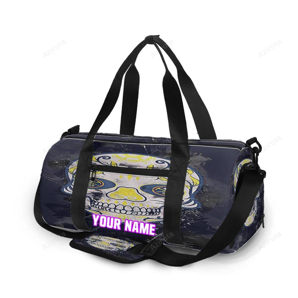 Denver nuggets skull purple personalized name travel bag gym bag 1551 Travel Bag