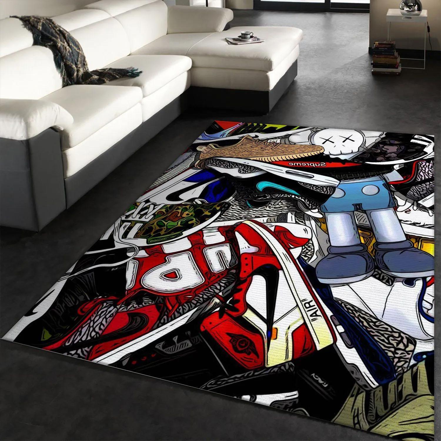 Designer shoes logo type 399. Upgrade Your Living Room with Luxury Home Decor: Area Carpets, Floor Decor, Door Mats, and Hot Gift Items with style a High-End Fashion Brand Rectangle Rug