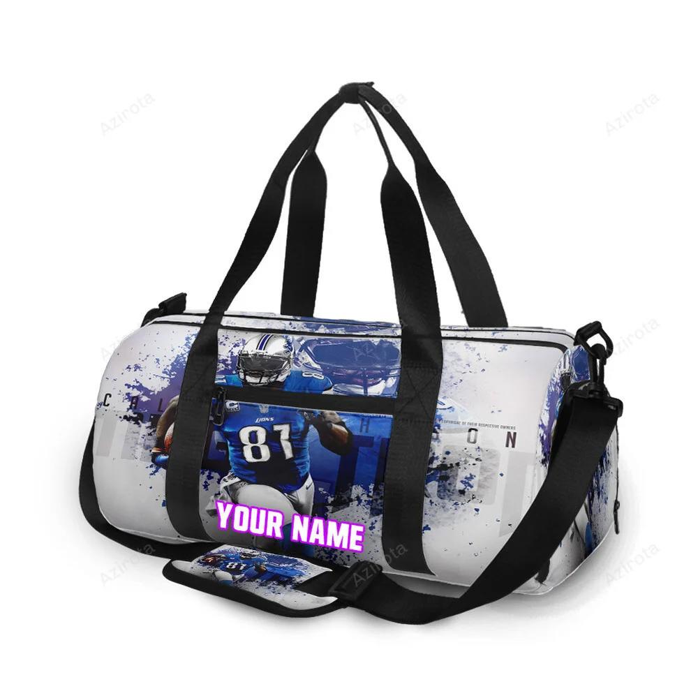 Detroit lions calvin johnson 81 v4 personalized name travel bag gym bag 321 Travel Bag