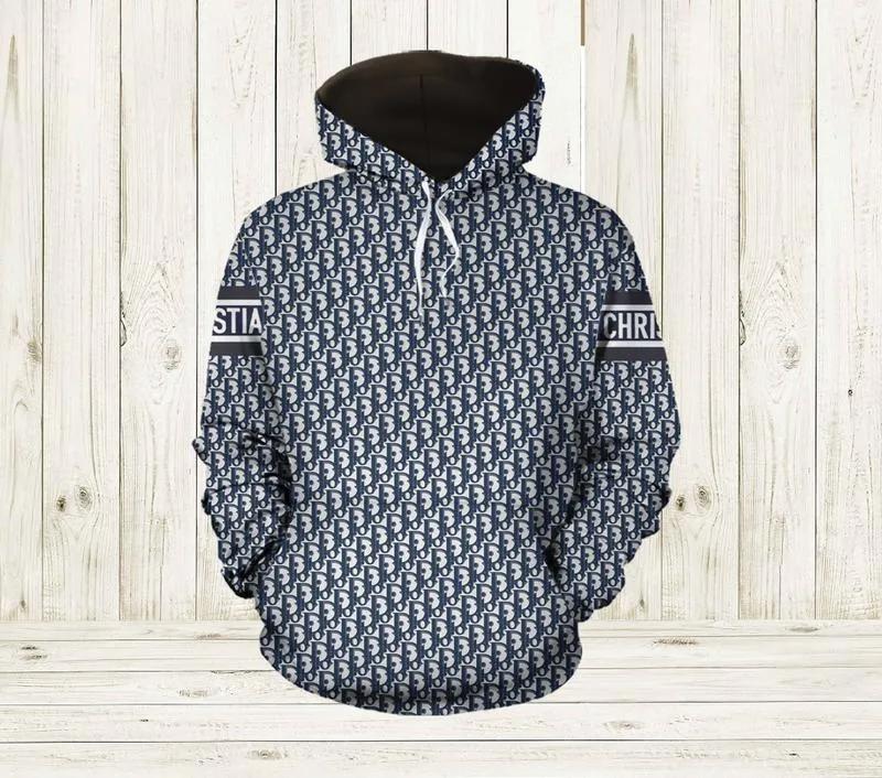Dior blue unisex hoodie for men women luxury brand clothing clothes outfit Hoodie 3D