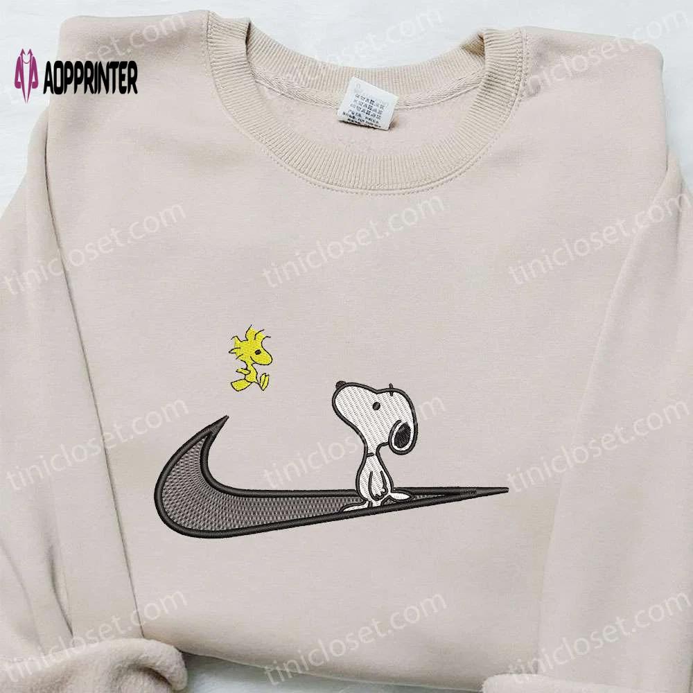 Disney characters hoodie swoosh x woodstock snoopy cartoon embroidered shirt custom nike tee Embroidered Shirt
