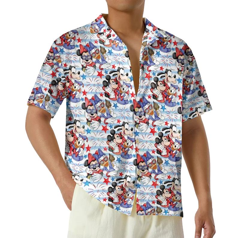 Disney mickey and friends 4th of july hawaiian shirt Hawaii Shirt Shorts & Flip Flops