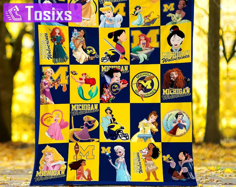 Disneyland princess fleece blanket, princess character throw blanket for couch sofa,ariel snow white belle character blanket,christmas gift Quilt Blanket
