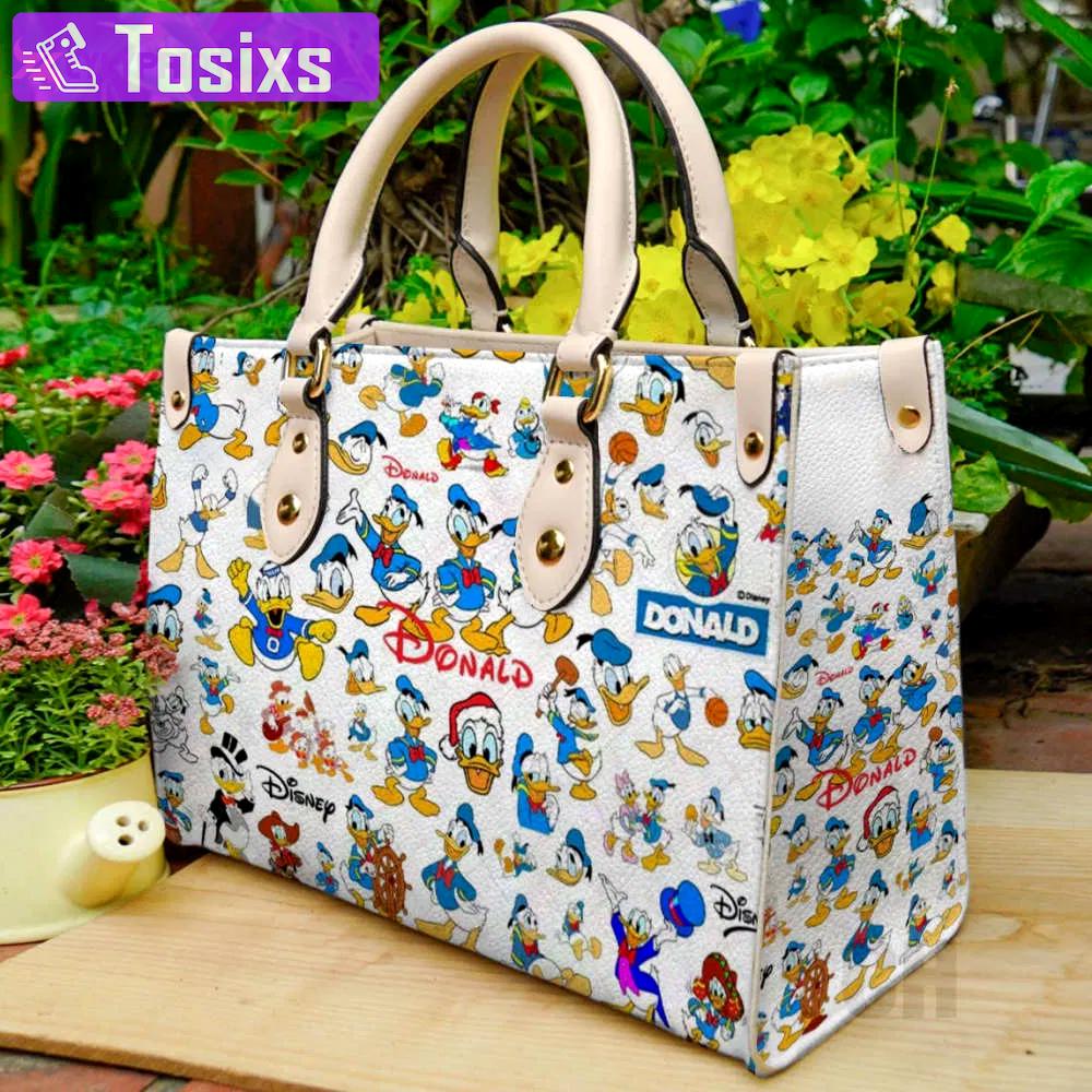 Donald duck 2 leather handbag for women gift 4731 Women Leather Hand Bag