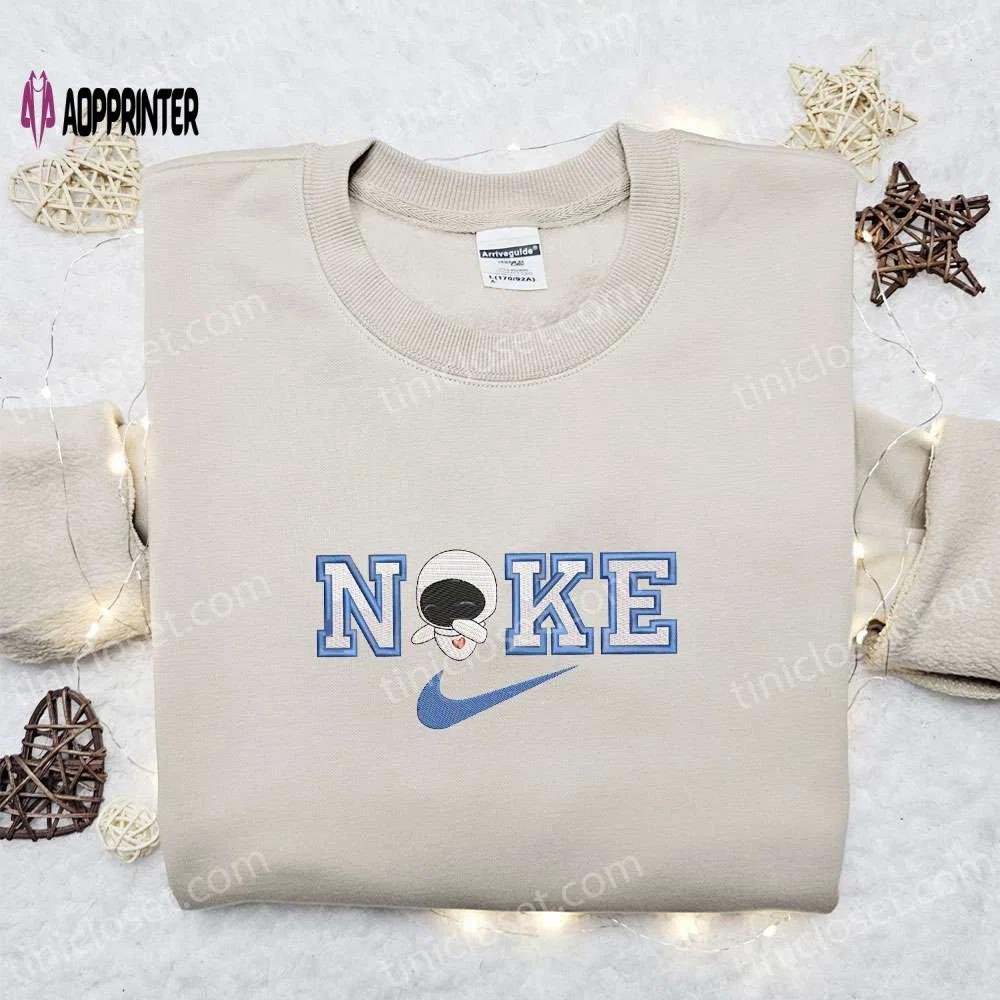 Eve x nike cartoon embroidered shirt wall e & nike inspired design Embroidered Shirt