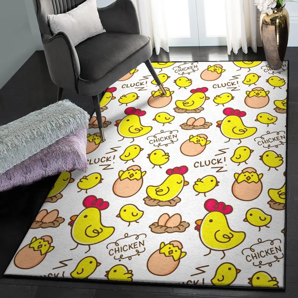 Farm large area rugs, farm chicken hen chick pattern rug Rectangle Rug