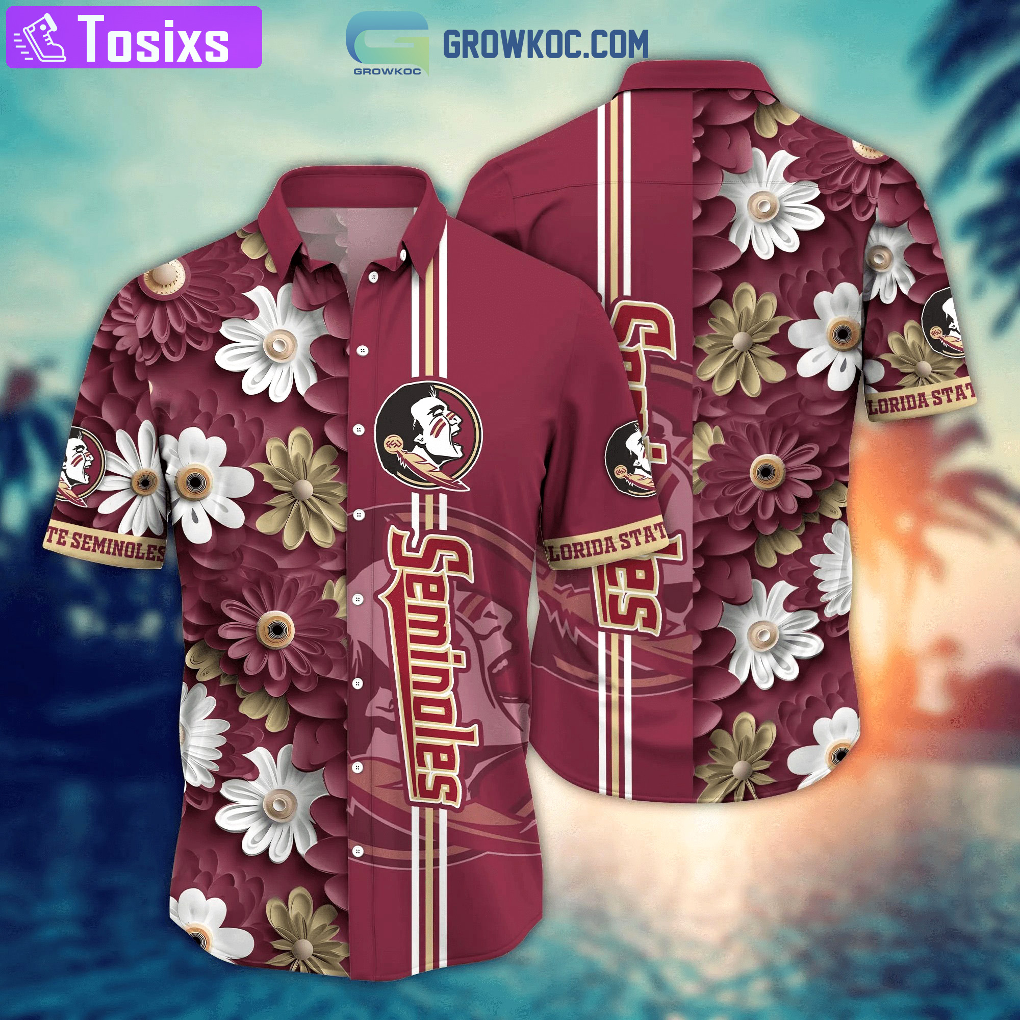 Florida state seminoles ncaa flower hawaiian shirt Hawaii Shirt Shorts & Flip Flops