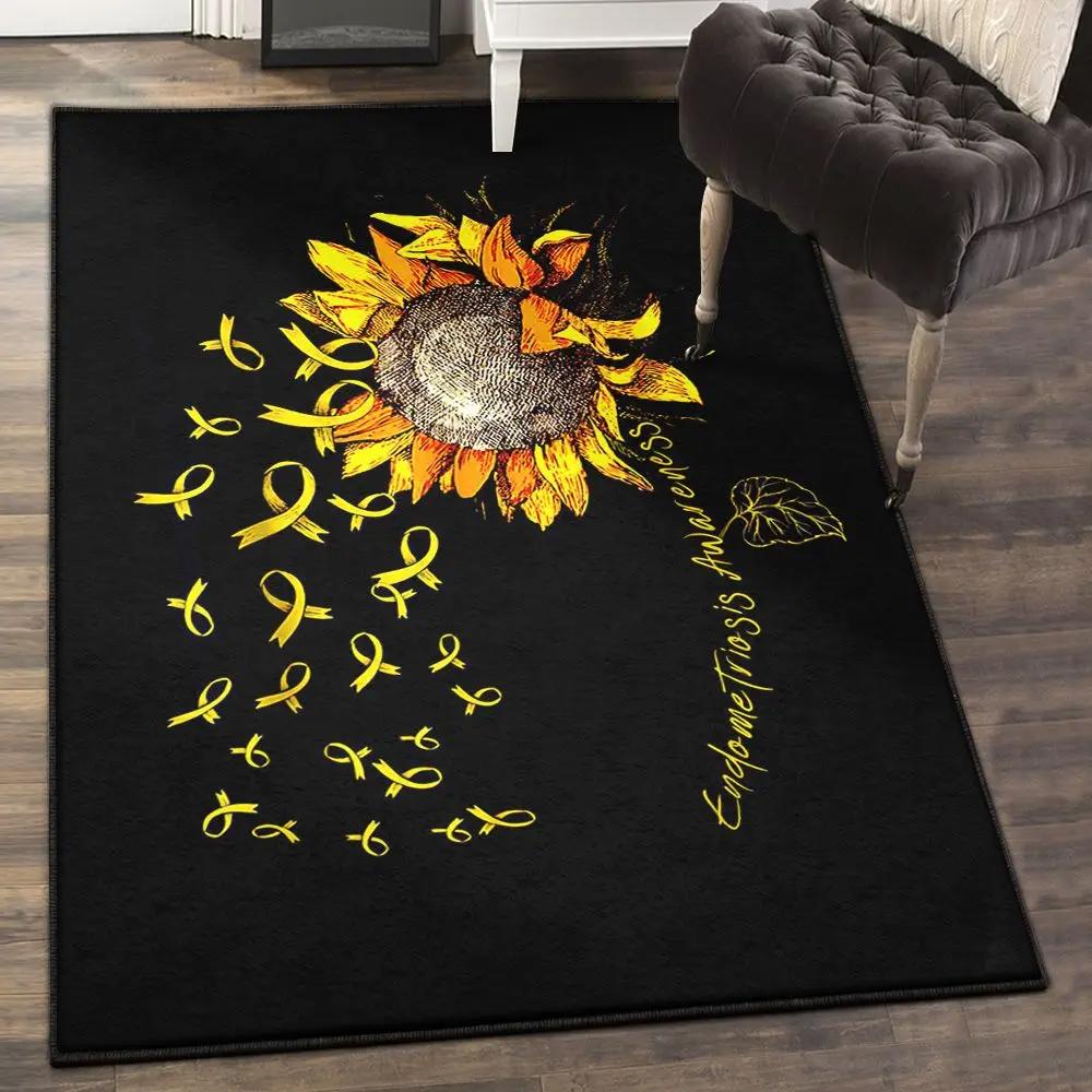 Flower kitchen rugs, endometriosis awareness sunflower gs cl rug Rectangle Rug