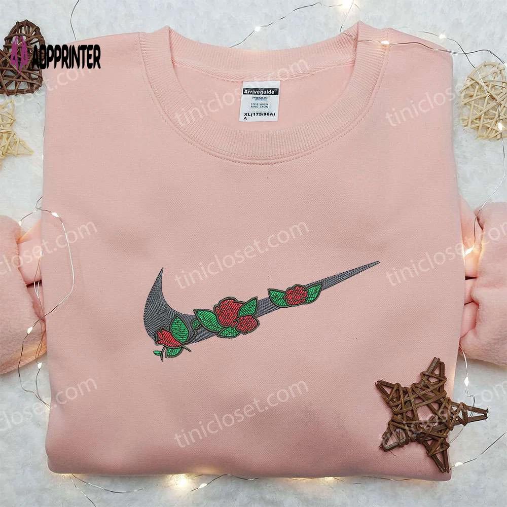 Flower x nike embroidered shirt: perfect gift for wife custom design Embroidered Shirt