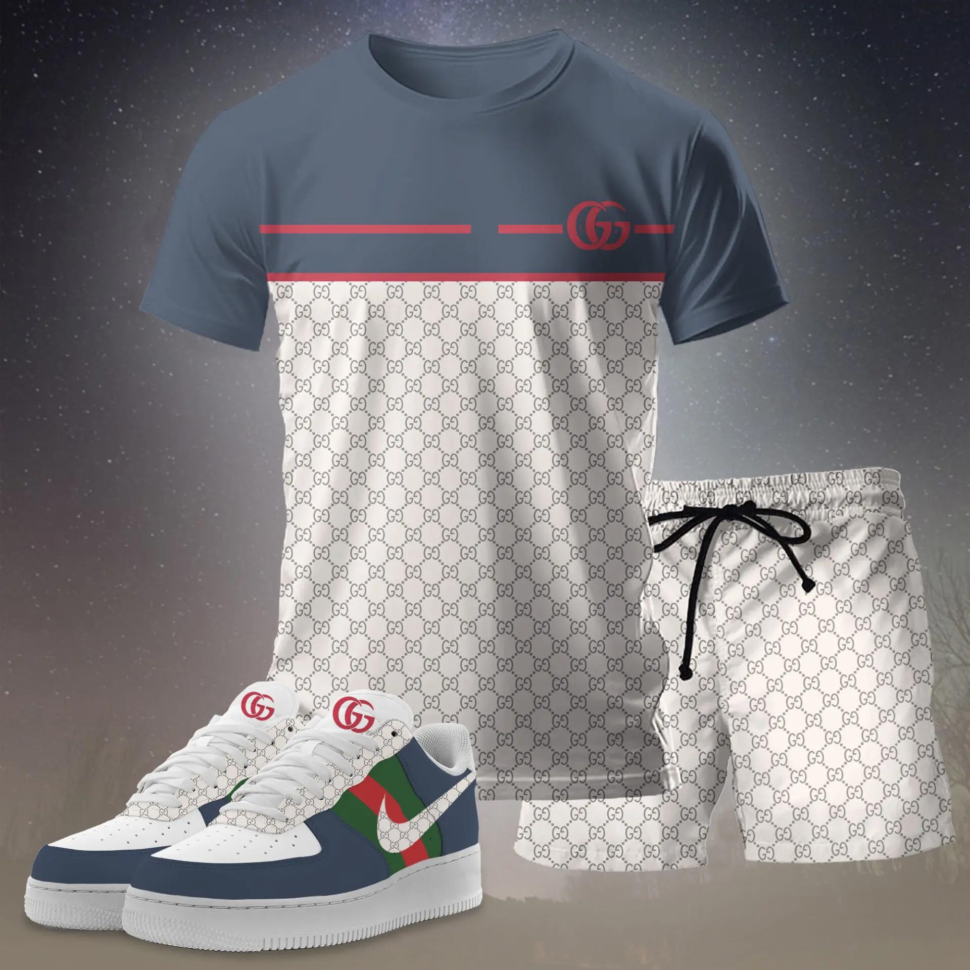 For the girls who love clean sporty contrast, minimal stripe logo tee outfit t-shirt – navy and white monogram print | casual everyday outfit aesthetic ideas T-Shirt Short Sneakers Set