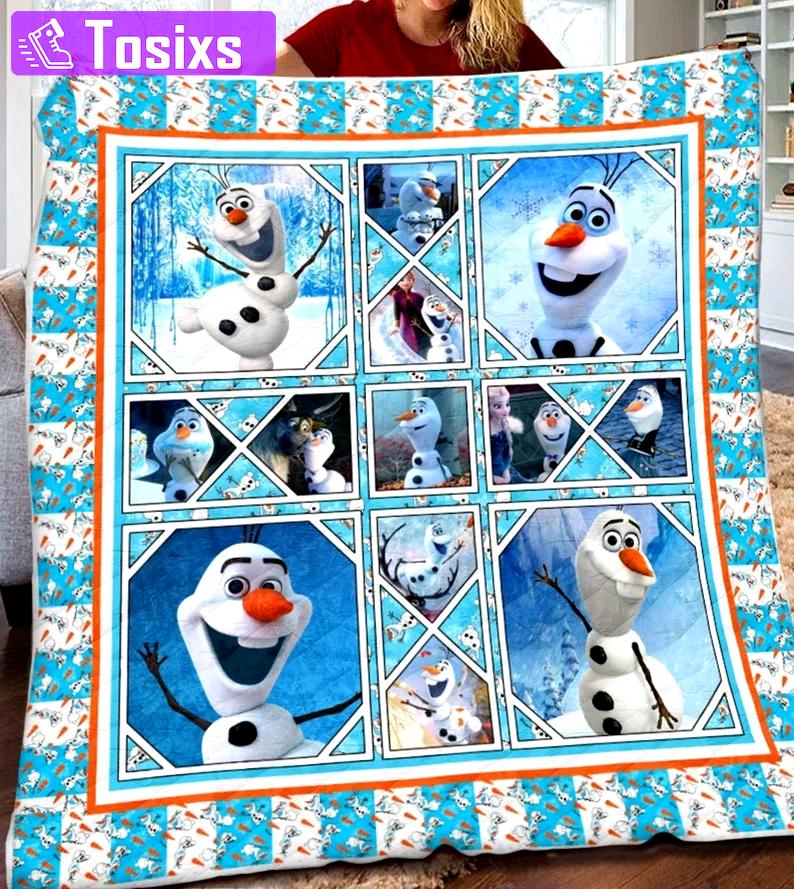 Frozen olaf blanket, olaf fleece blanket, olaf couch sofa blanket,elsa and olaf gift,christmas xmas gifts kids frozen birthday gifts Quilt Blanket