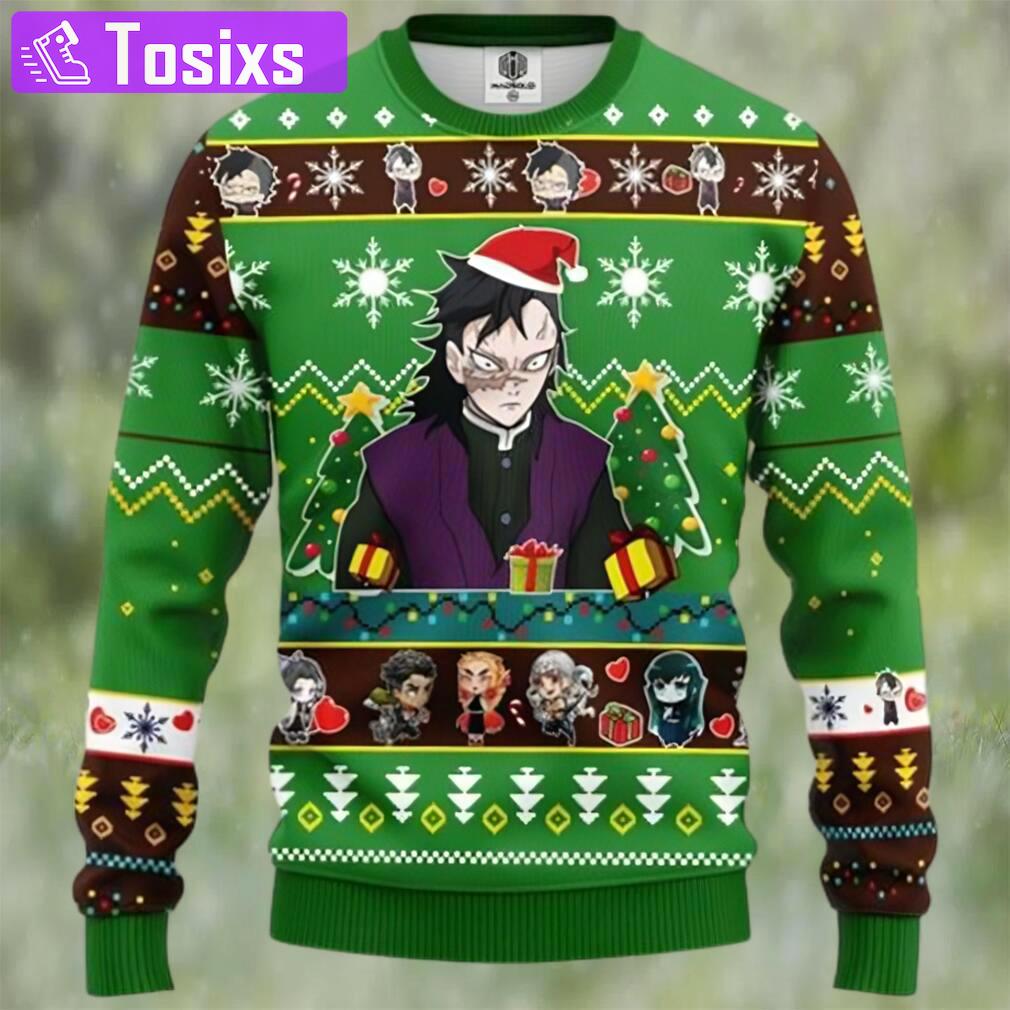 Genya shinazugawa demon slayer chibi demon slayer ugly christmas sweater Christmas Ugly Sweater