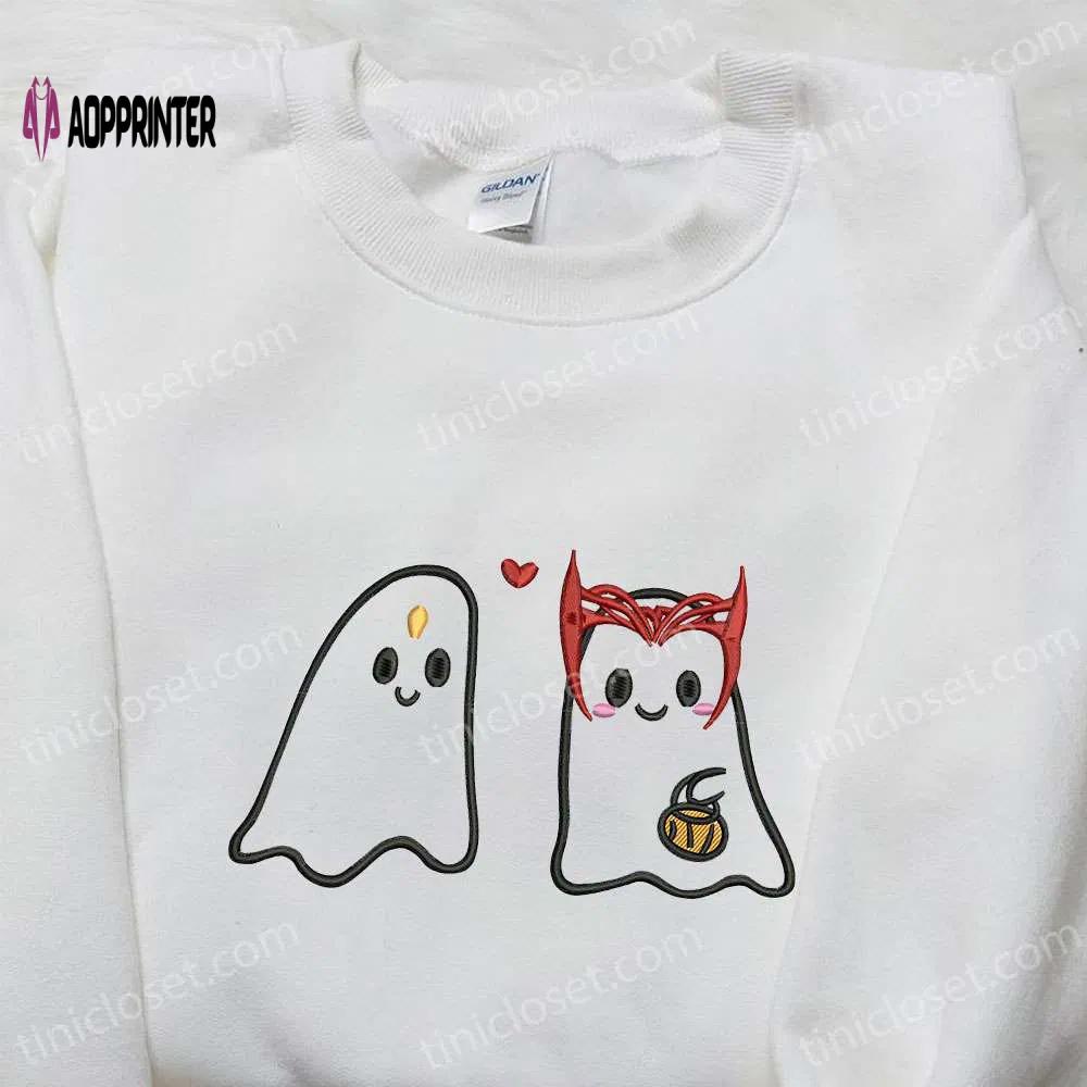 Ghost owl love embroidered shirt – cute halloween gift for halloween lovers Embroidered Shirt