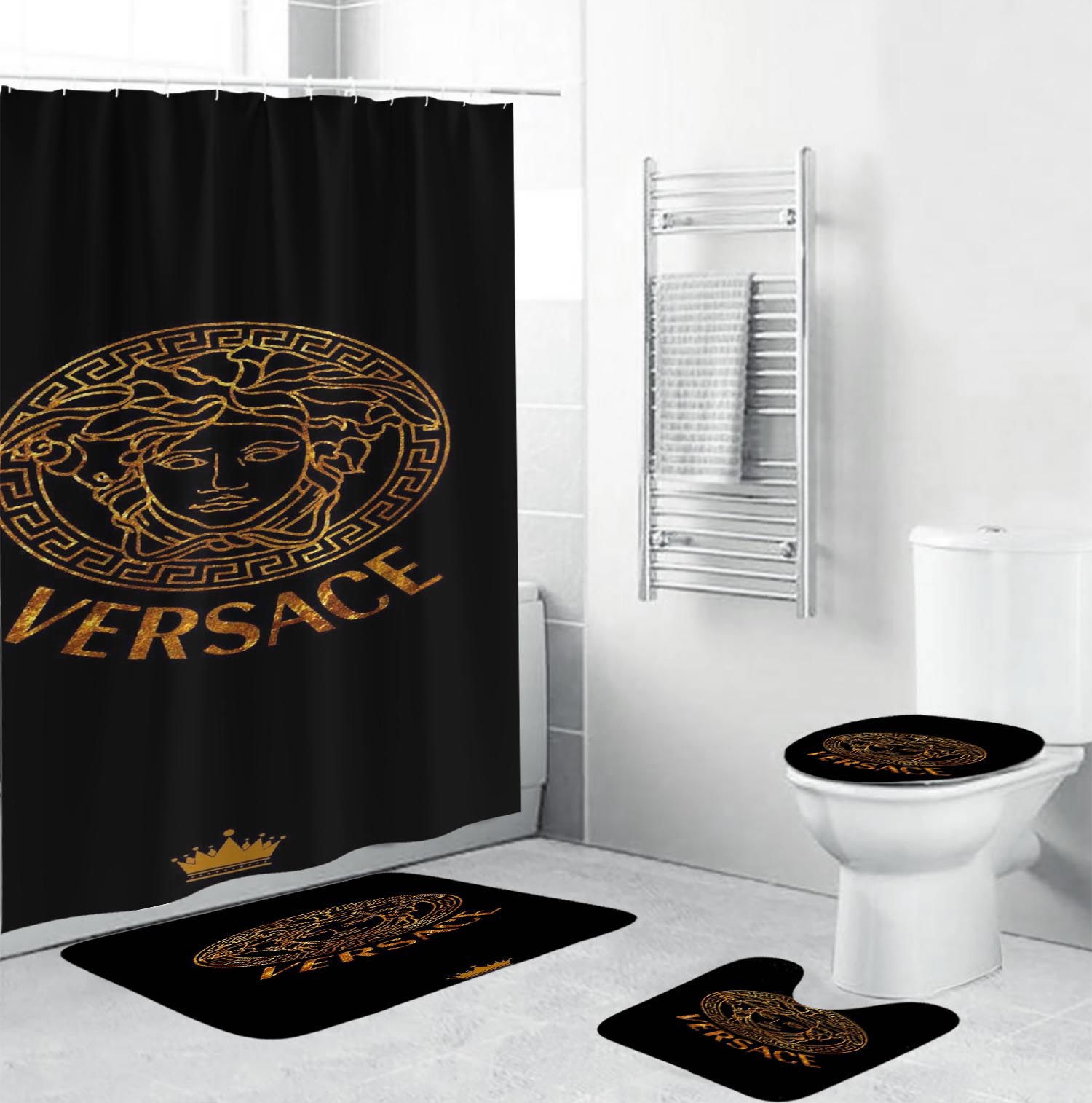 Gianni versace black luxury fashion brand home decor hypebeast bathroom sets bath mat Bathroom Set
