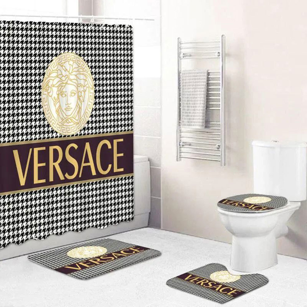 Gianni versace logo type 1830 Bathroom Accessory Sets Bathroom Sets Pedestal Rug Home Decor Bath Mat Set Toilet Cover Hypebeast Bathroom Waterproof Shower Curtain Luxury Fashion Brand