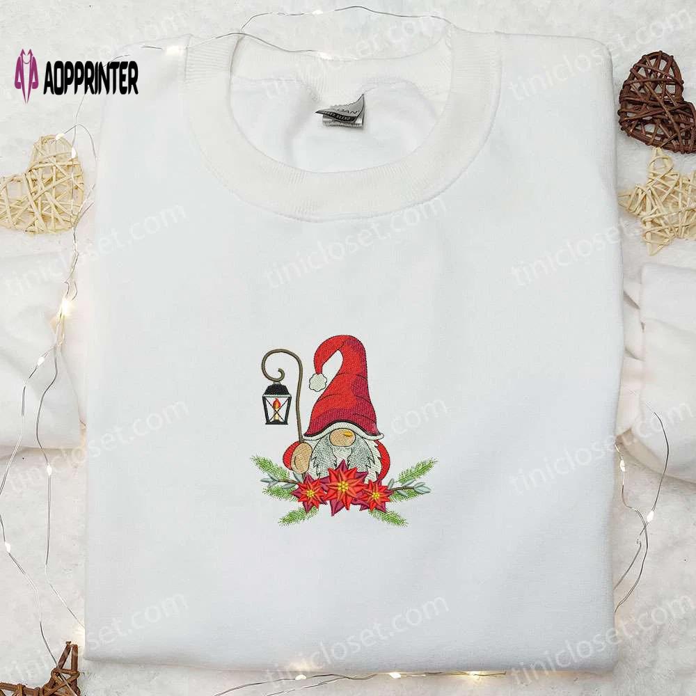 Gnome christmas wreath hoodie & t-shirt: top family gift ideas Embroidered Shirt