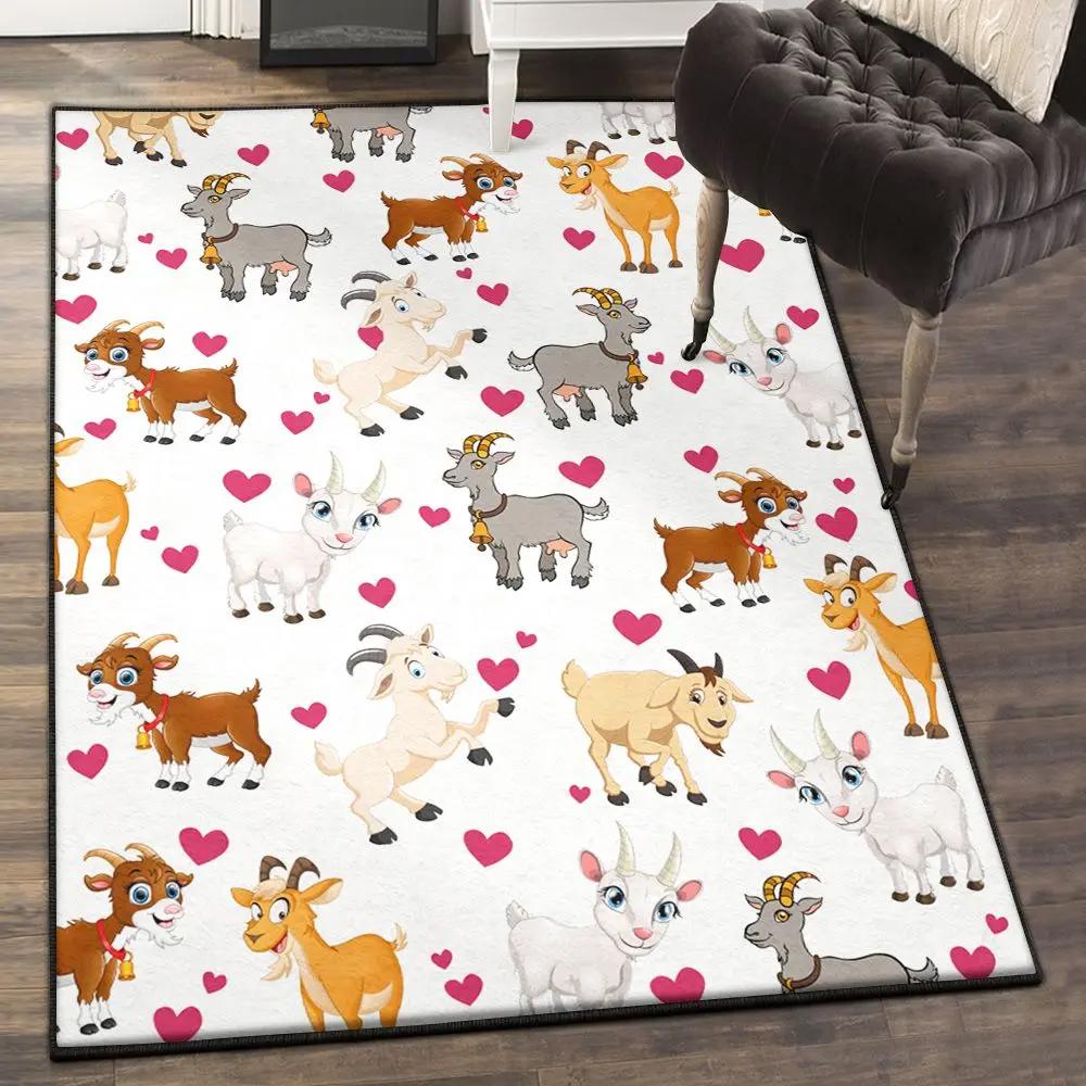 Goat large living room rugs, goat rug Rectangle Rug