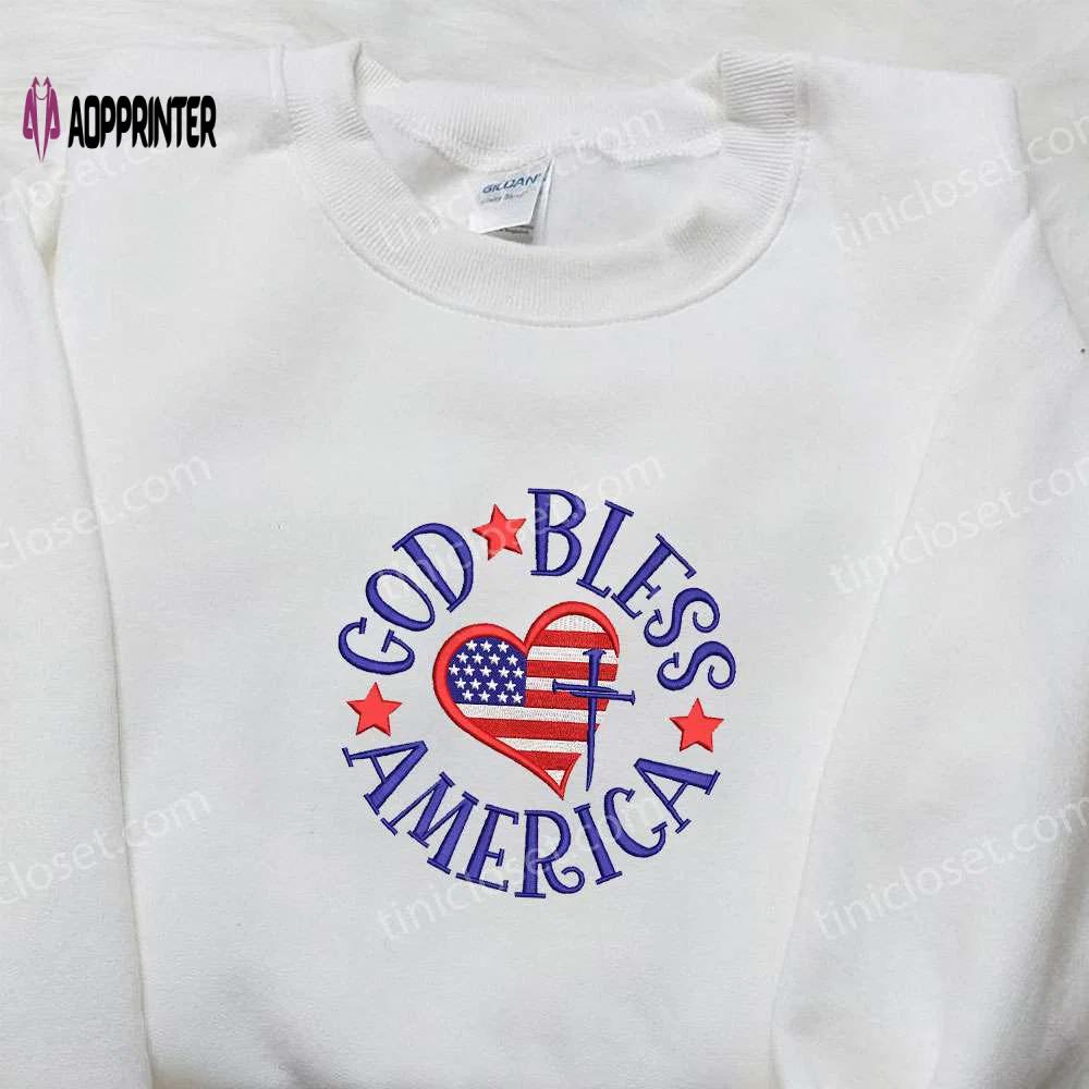 God bless america embroidered shirt – national day gifts best patriotic shirts Embroidered Shirt