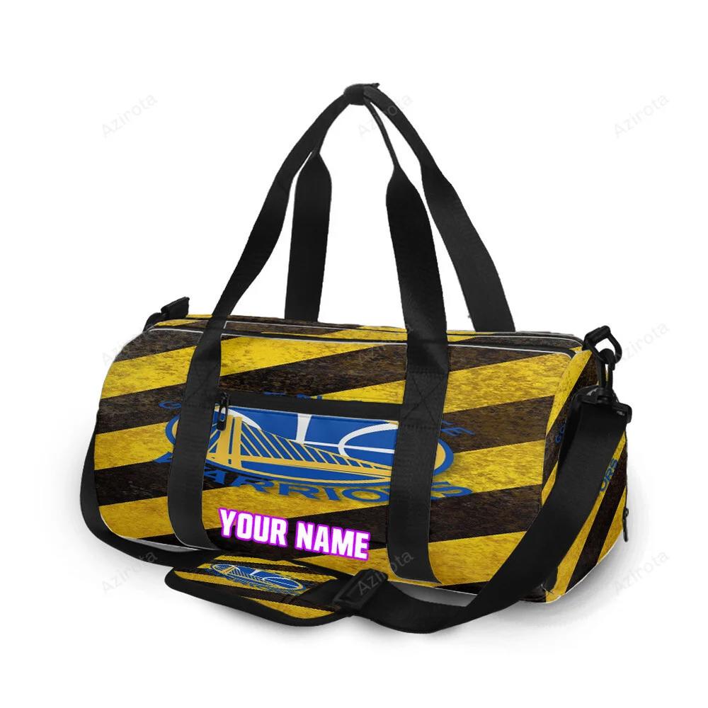 Golden state warriors emblem stripe graphic personalized name travel bag gym bag 1715 Travel Bag