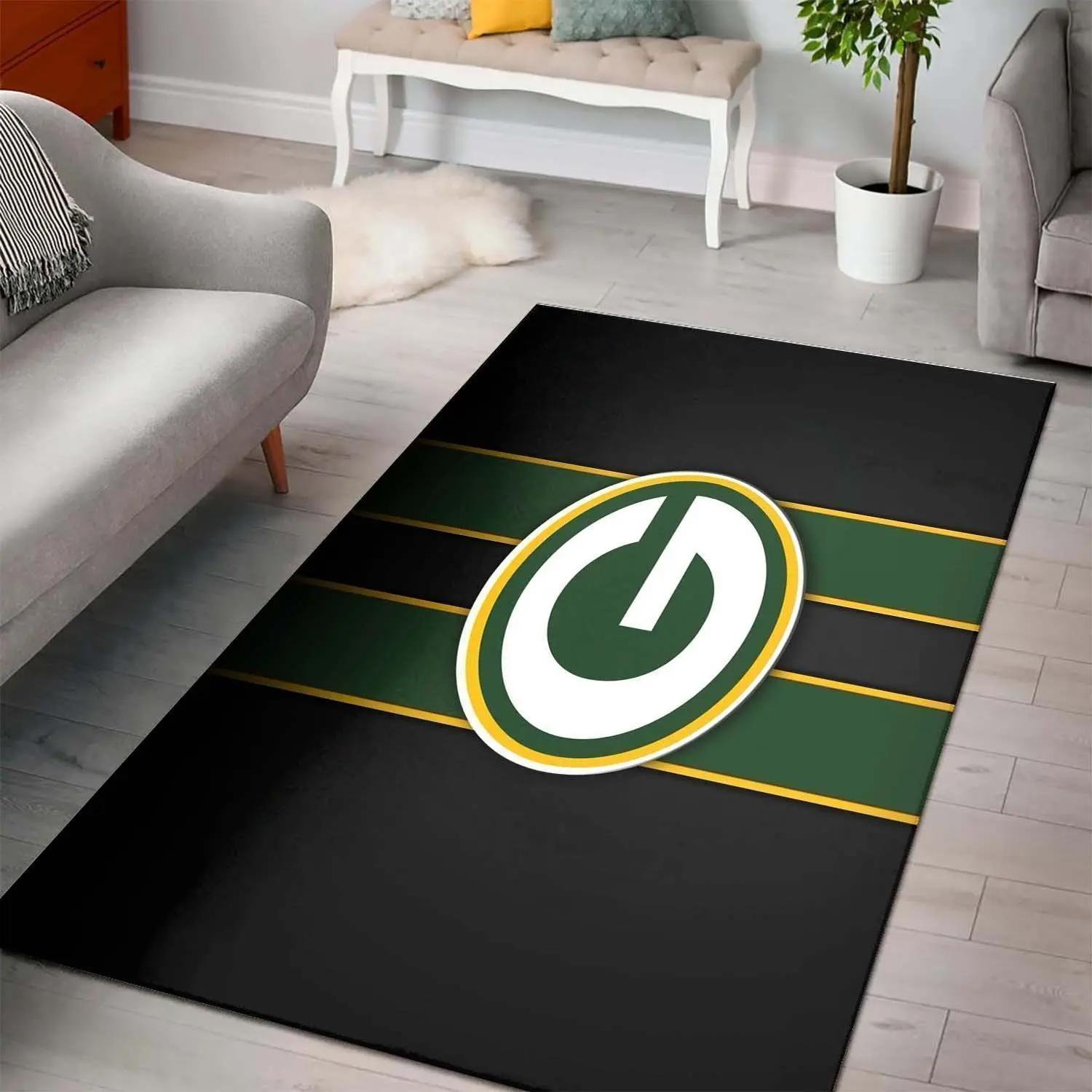 Green bay packers nfl football carpet living room rug regtangle carpet v1493 Rectangle Rug