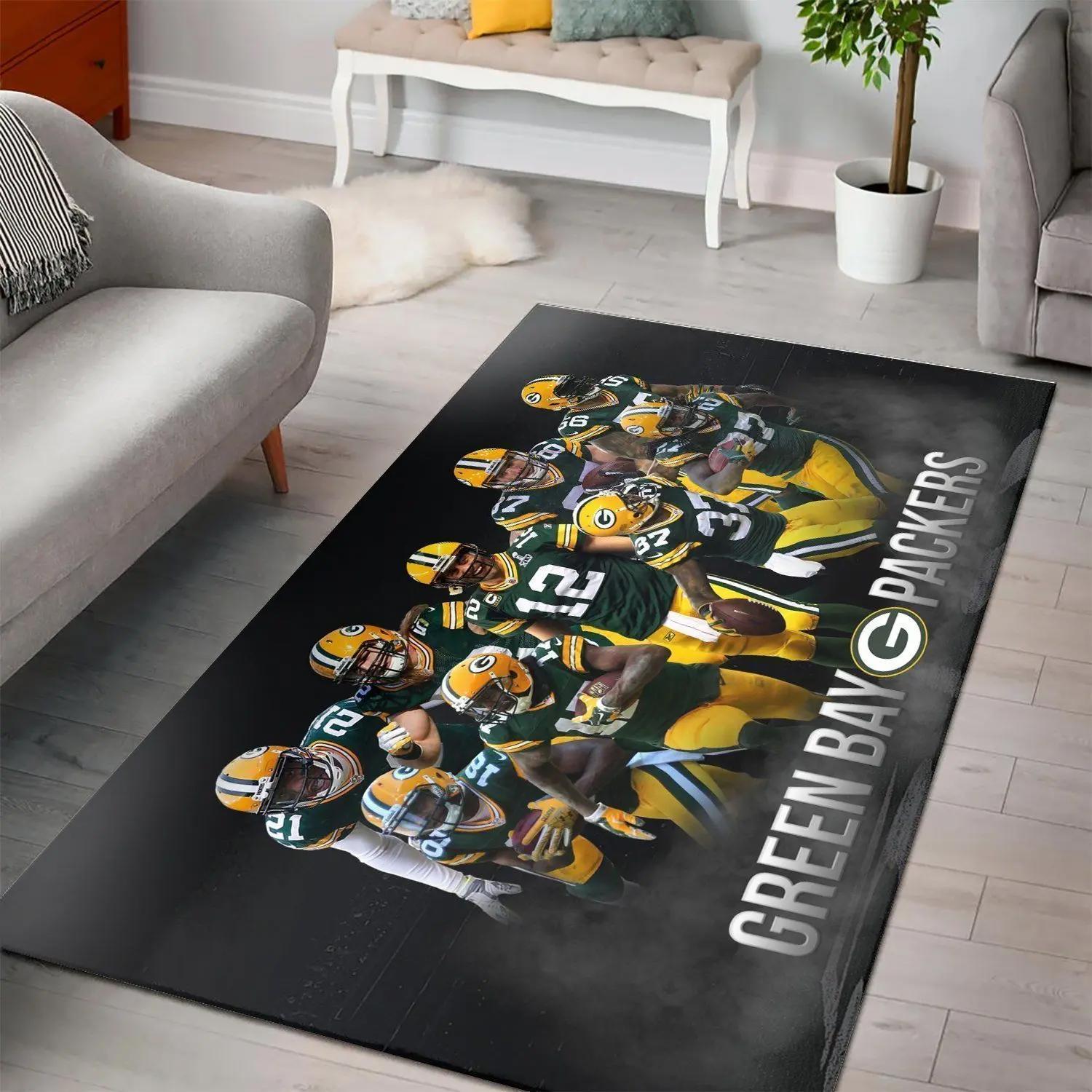 Green bay packers nfl football carpet living room rug regtangle carpet v1502 Rectangle Rug