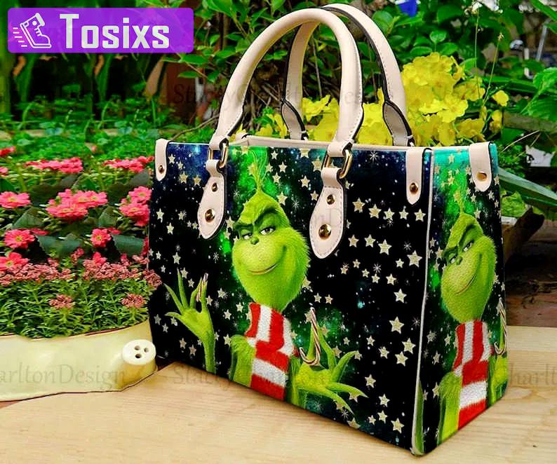 Grinch christmas a leather handbag for women gift 4083 Women Leather Hand Bag