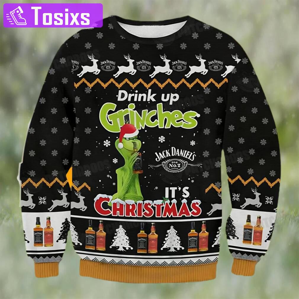 Grinch drink up ugly christmas sweater 3d funny gift Christmas Ugly Sweater
