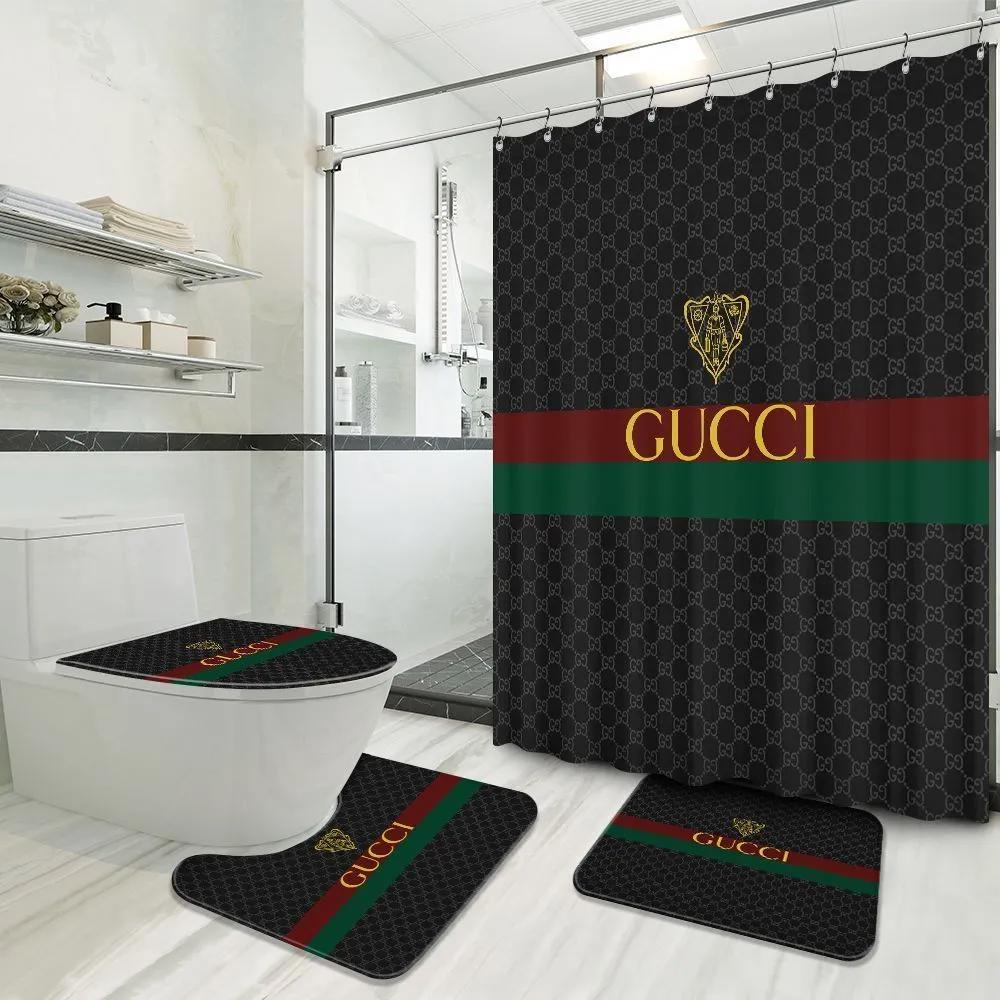 Gucci bathroom set luxury shower curtain waterproof luxury brand with logo gucci 28 171 Bathroom Set