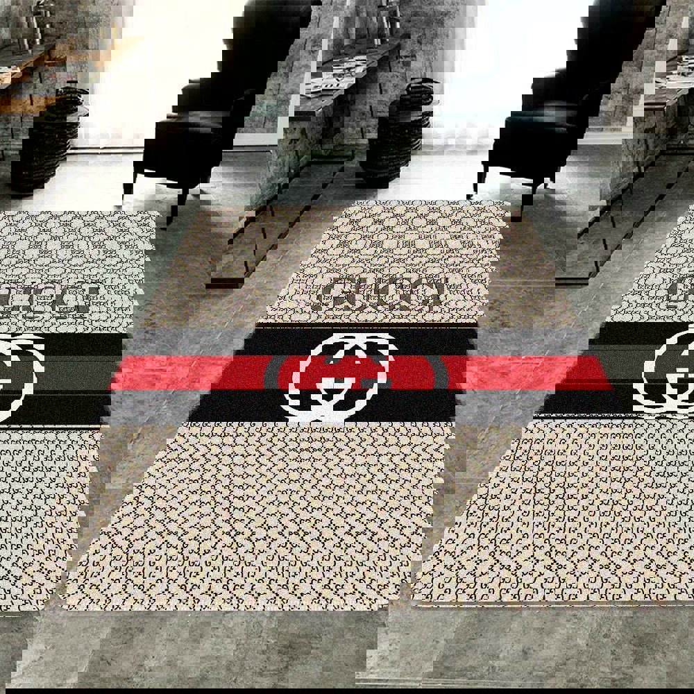 Gucci beige limited logo type 626. Upgrade Your Living Room with Luxury Home Decor: Area Carpets, Floor Decor, Door Mats, and Hot Gift Items with style a High-End Fashion Brand Rectangle Rug
